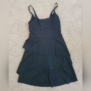 Cloudful® Air Tiered 2-in-1 Ruffle Adjustable Straps Pocket Sports Dress-Black/S